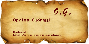 Oprisa Györgyi névjegykártya